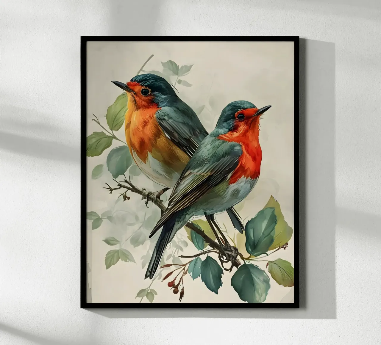 Rotkehlchen  vintage Portrait poster con telaio in alluminio da Vintage Travel Art