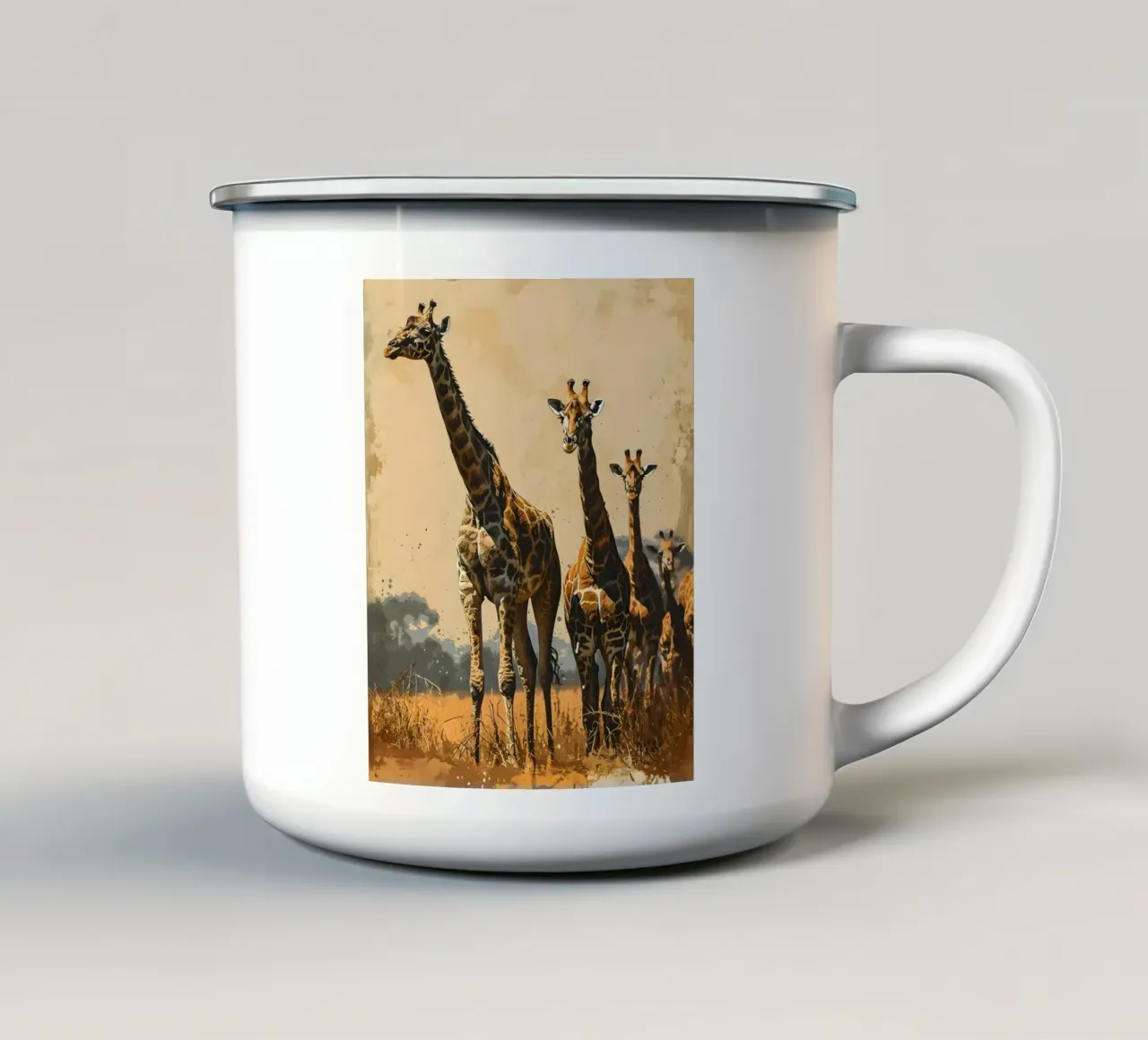 Giraffe Afrika Vintage Kunst tazza in smalto da Vintage Travel Art