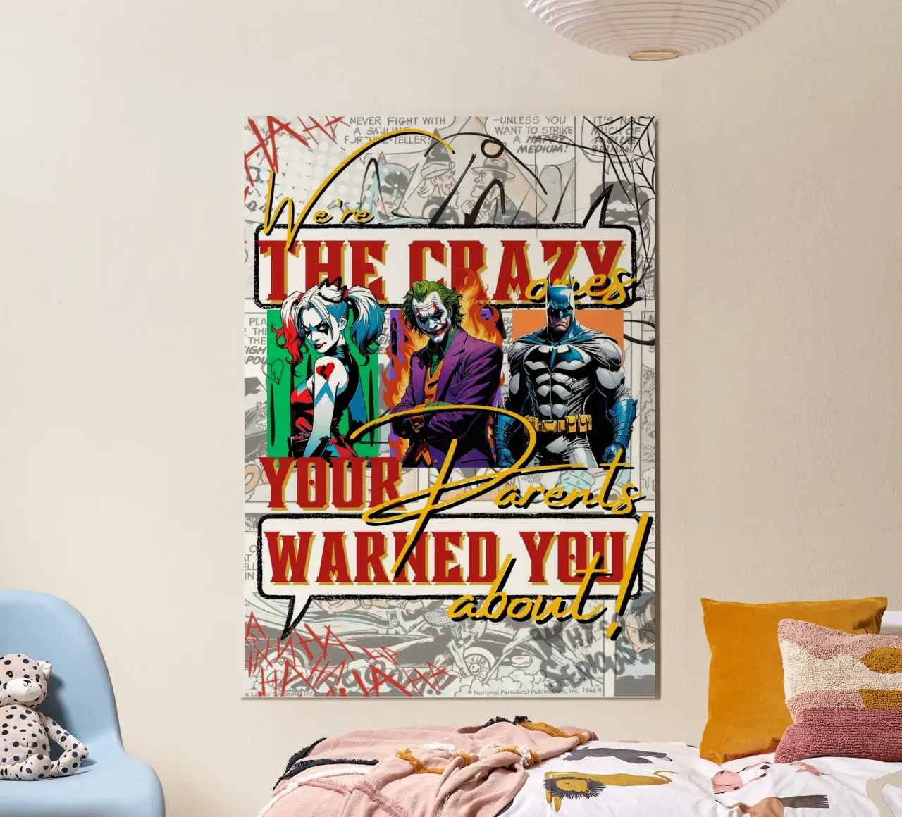 ✨ We're the Crazy Ones: Harley, Joker, Batman Statement Hahnemühle von Eni Brandon