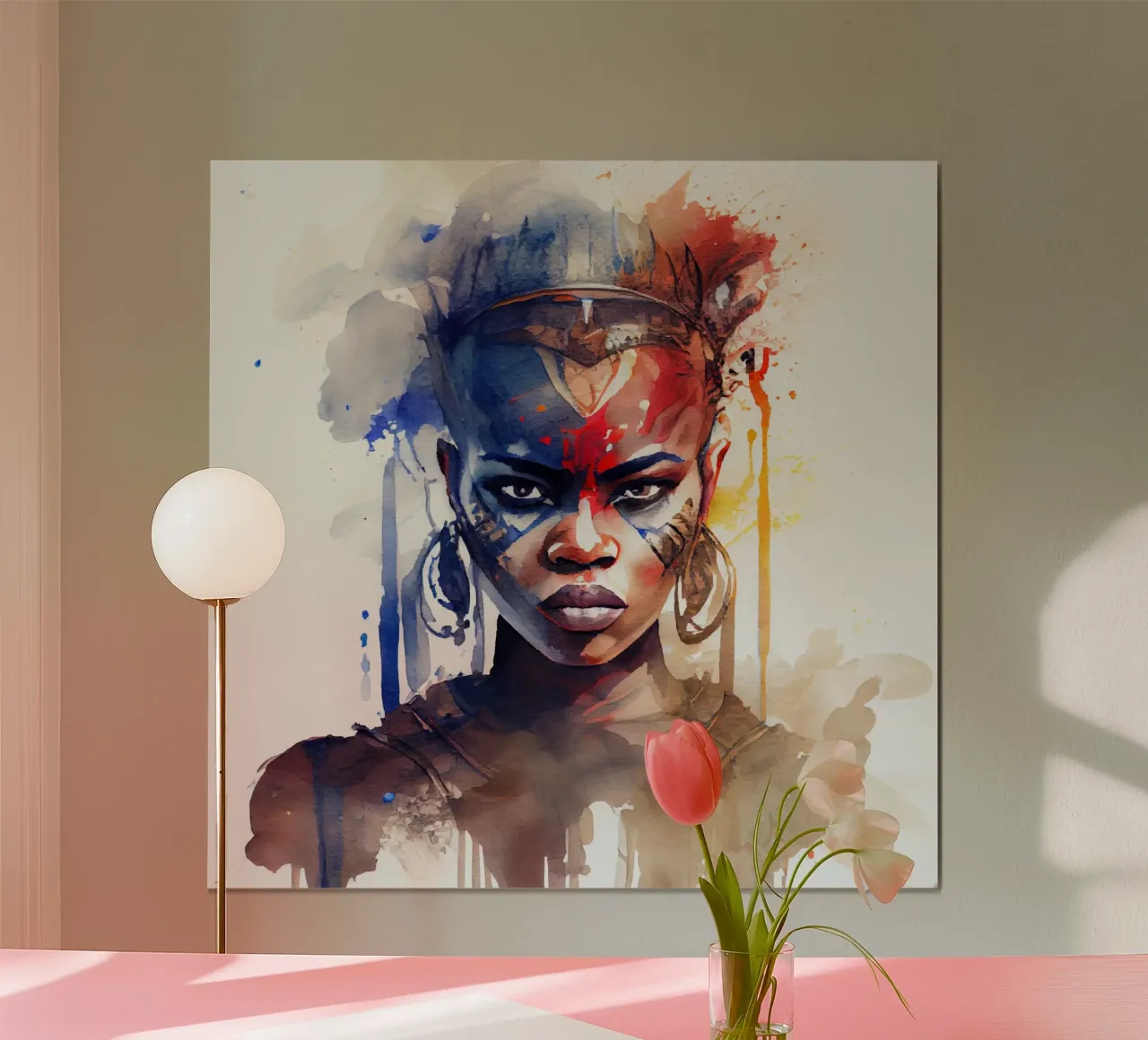 Acquerello Donna guerriera africana poster da Chromatic Fusion Studio