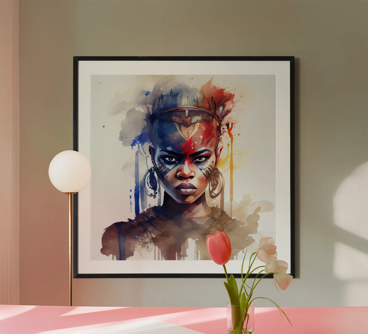 Acquerello Donna guerriera africana poster da Chromatic Fusion Studio
