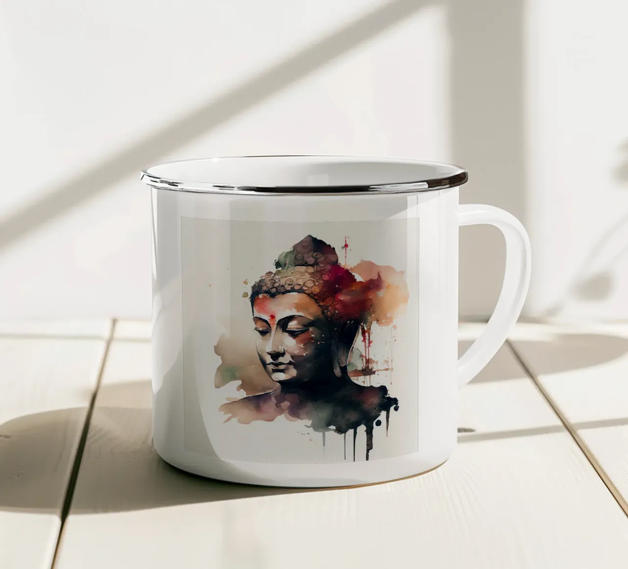 Buddha ad acquerello tazza in smalto da Chromatic Fusion Studio