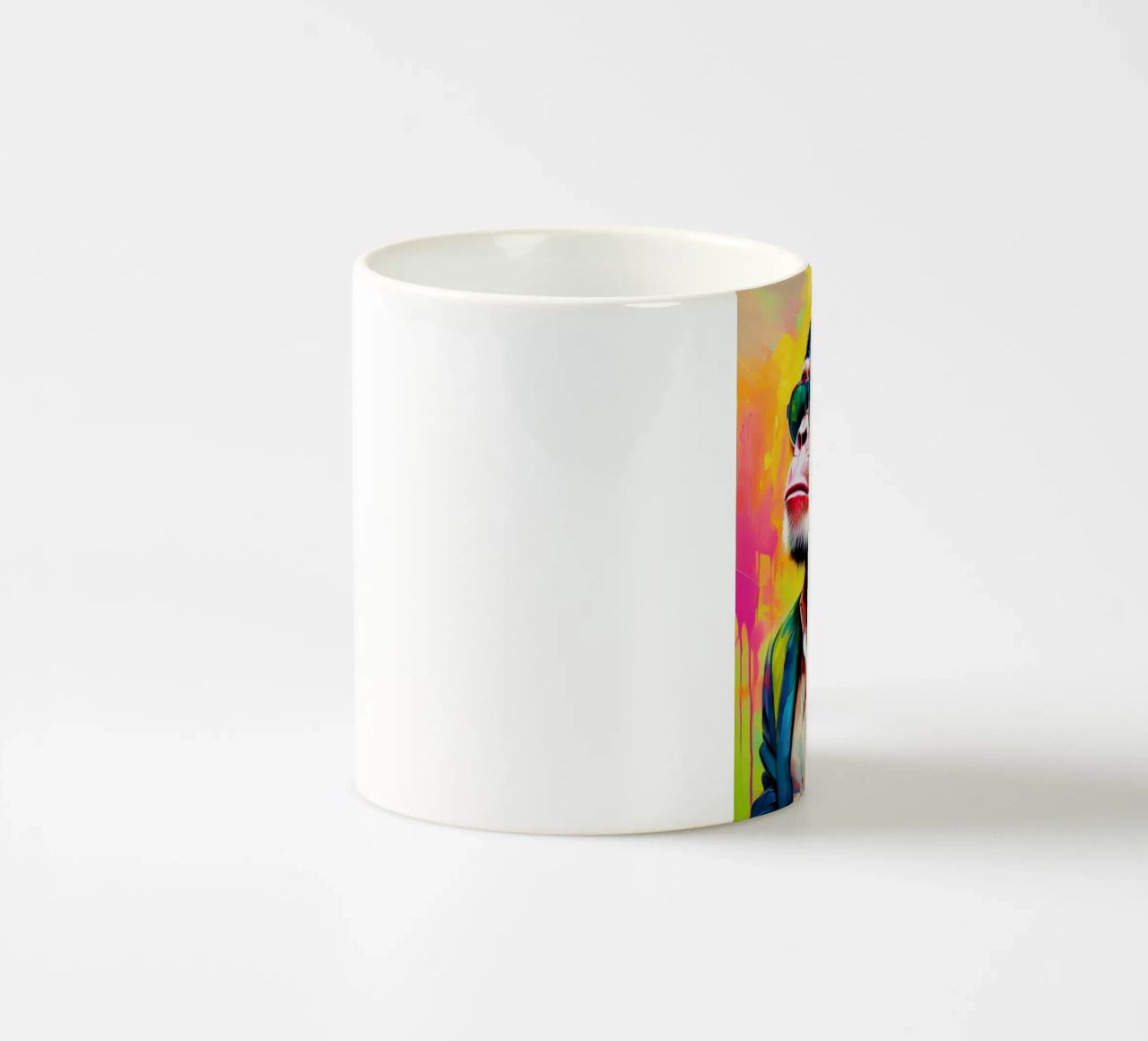 Chimpansee colorato Popart con cuffie tazza in ceramica da Take Your Art BV