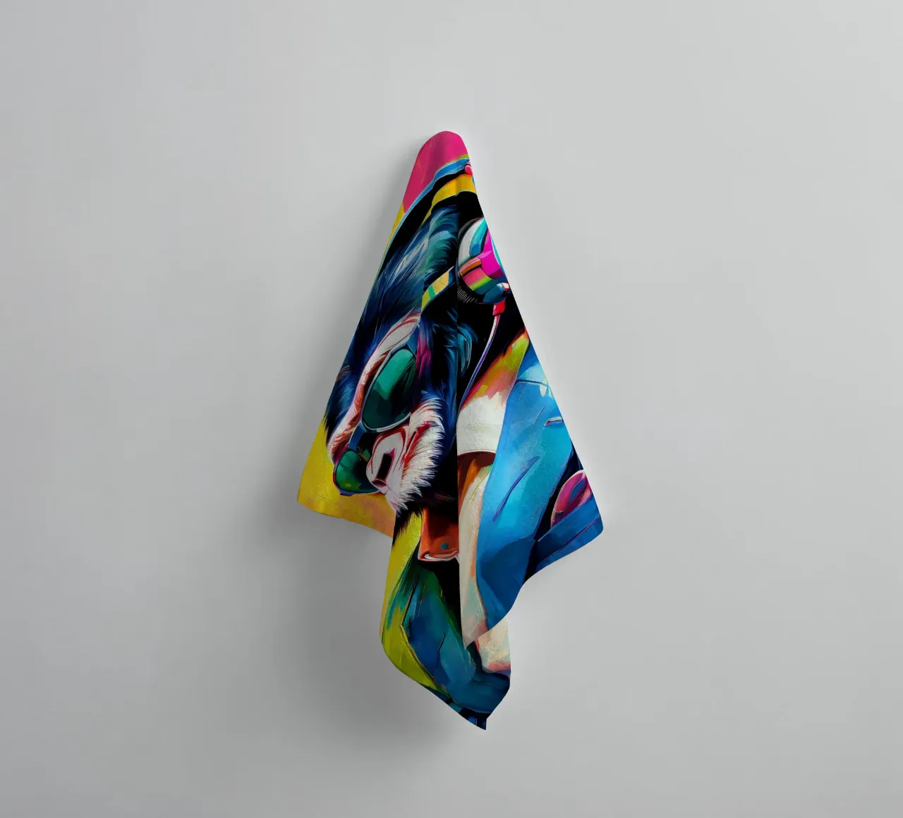 Chimpansee colorato Popart con cuffie asciugamano da bagno da Take Your Art BV