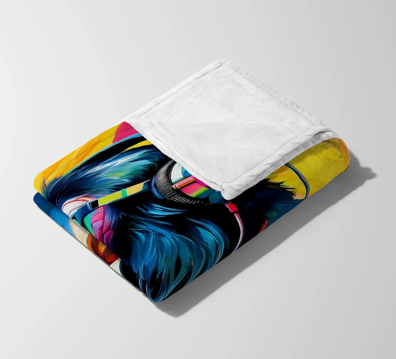 Chimpansee colorato Popart con cuffie coperta in pile da Take Your Art BV