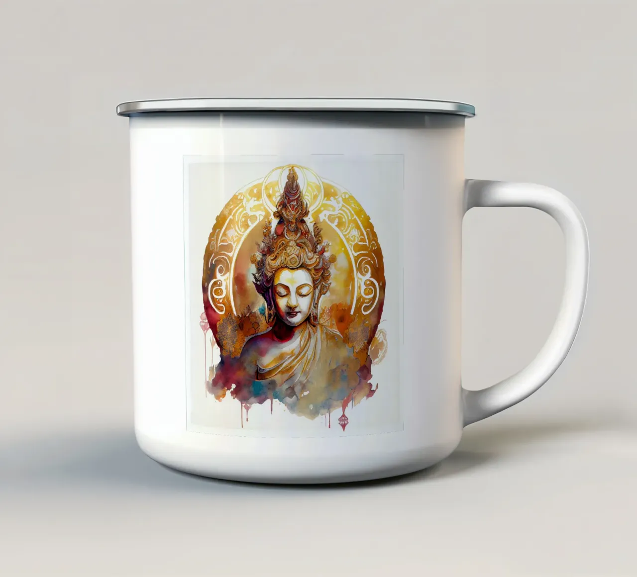 Buddha ad acquerello tazza in smalto da Chromatic Fusion Studio
