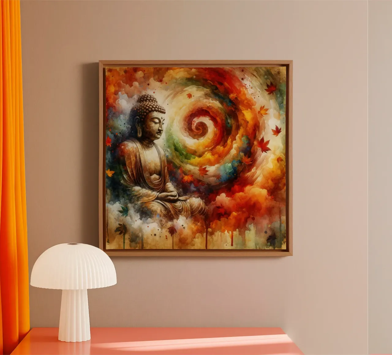 Buddha ad acquerello tela con Cornice a cassetta da Chromatic Fusion Studio