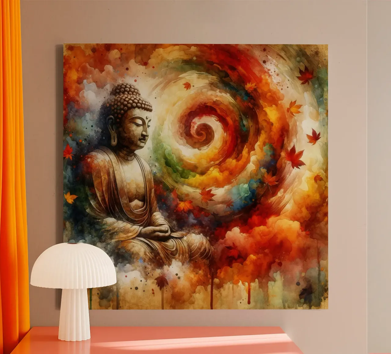 Buddha ad acquerello tela con Cornice a cassetta da Chromatic Fusion Studio