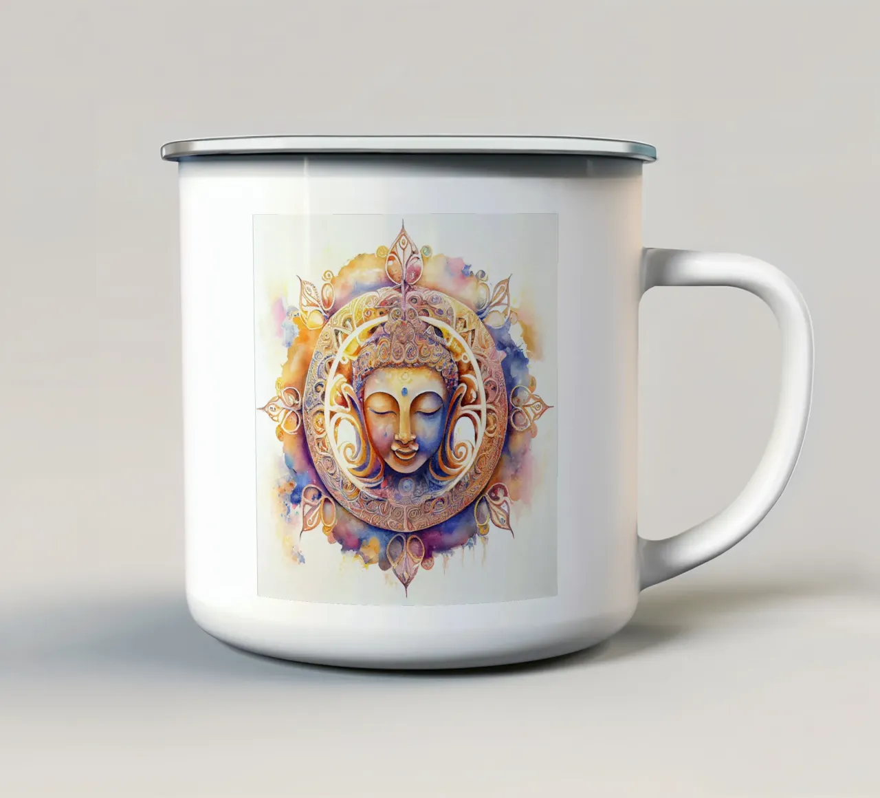 Buddha ad acquerello tazza in smalto da Chromatic Fusion Studio
