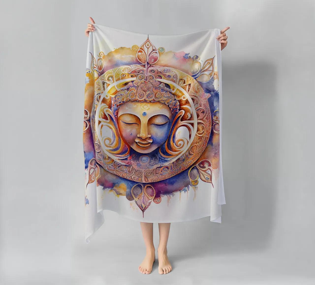 Buddha ad acquerello telo mare da Chromatic Fusion Studio