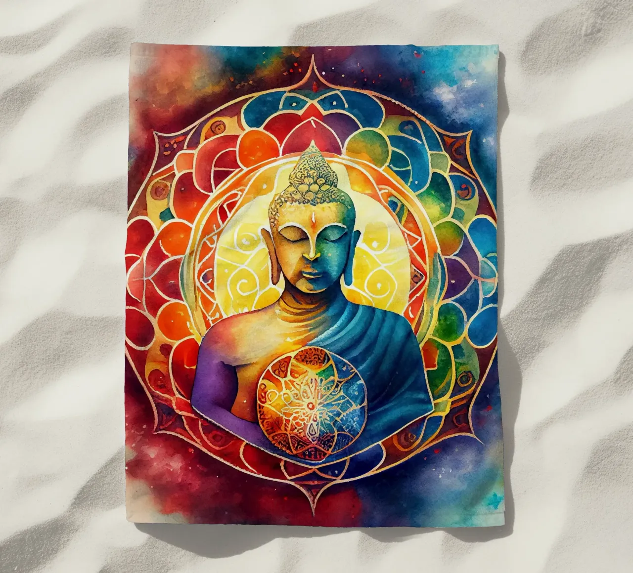 Buddha ad acquerello telo mare da Chromatic Fusion Studio
