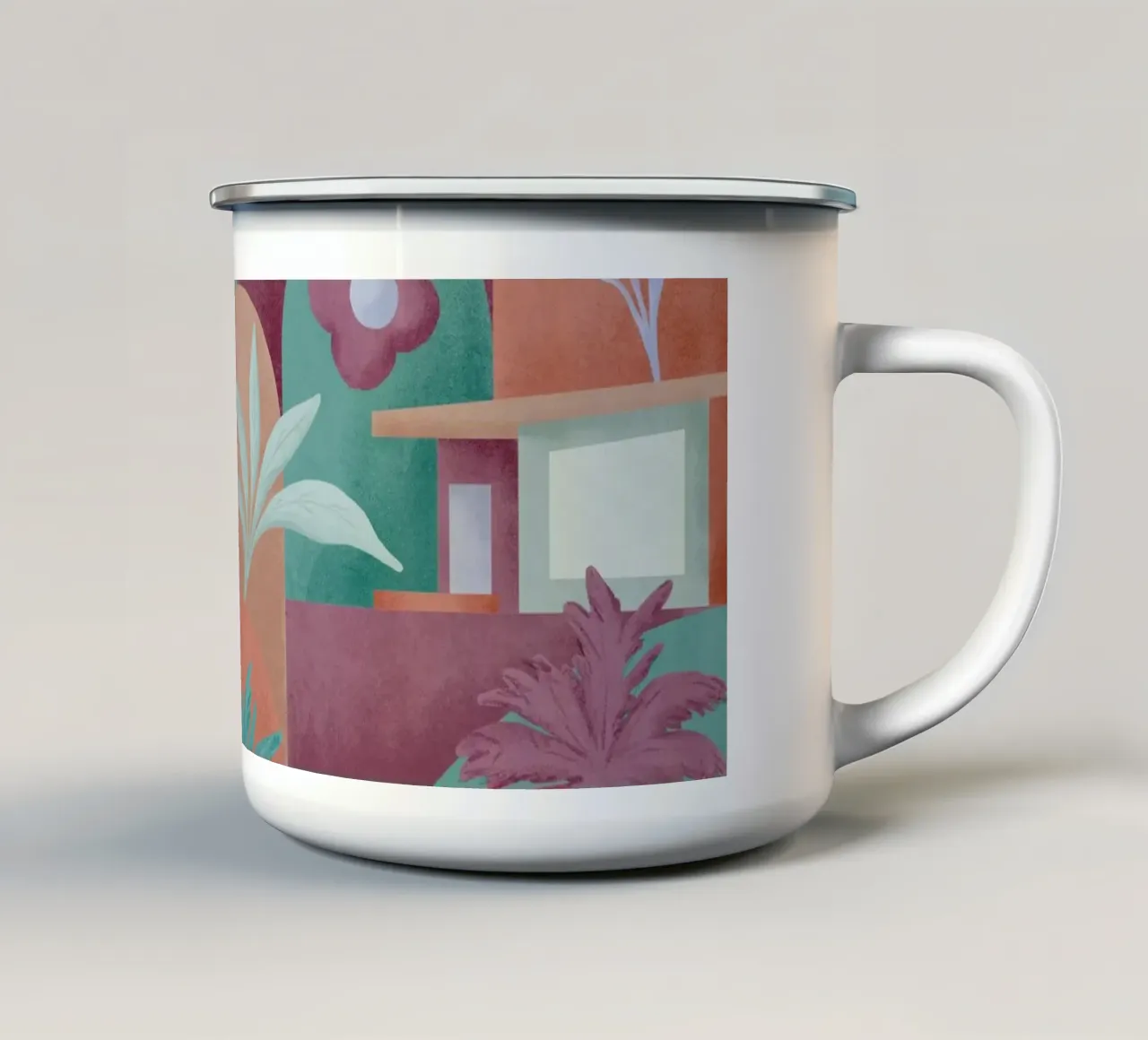 Mid Mod In Palm Springs Sundown taza de esmalte de designdn