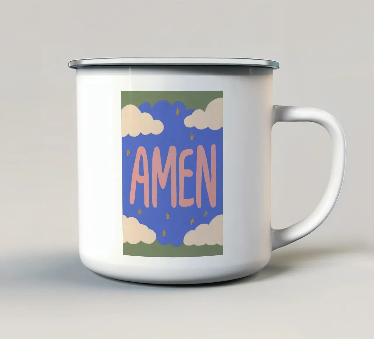 Amen, preghiera con asterisco tazza in smalto da Carinaprint
