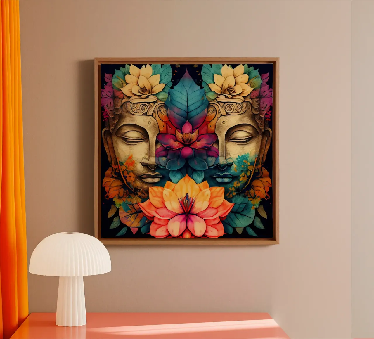 Buddha ad acquerello tela con Cornice a cassetta da Chromatic Fusion Studio