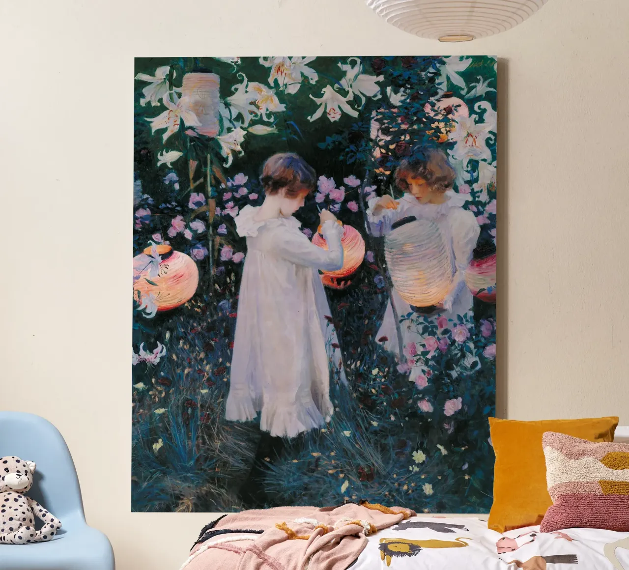 “Carnation, Lily, Lily, Rose” by John Singer Sargent canvas with Floater frame by Venus Art