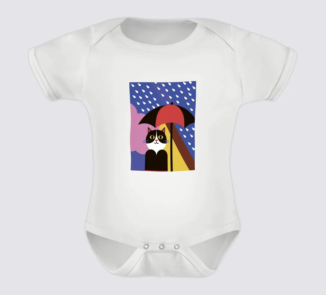 Cats Using Umbrellas When It Rains short-sleeve baby romper by LOOK DIFFERENT