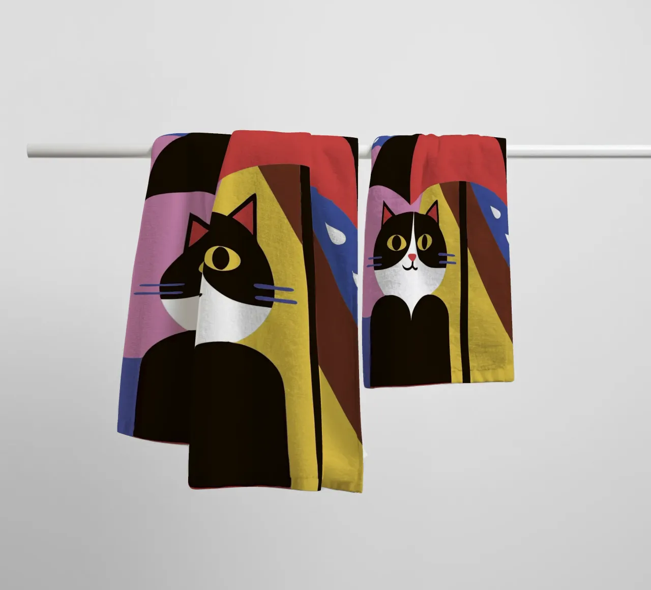 Cats Using Umbrellas When It Rains towel by LOOK DIFFERENT