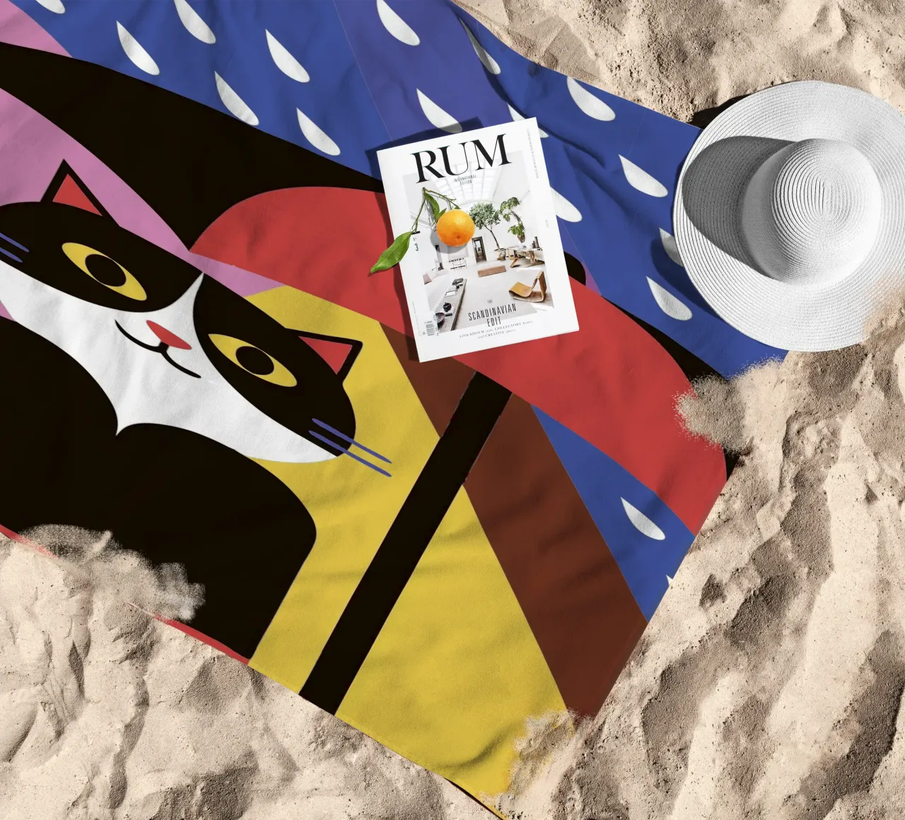 Cats Using Umbrellas When It Rains beach towel by LOOK DIFFERENT