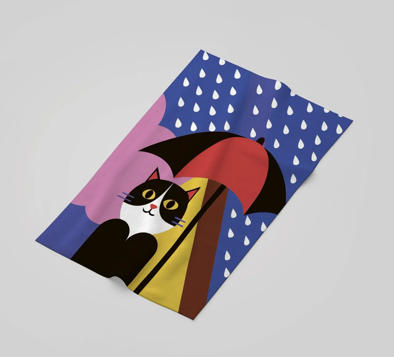 Cats Using Umbrellas When It Rains beach towel by LOOK DIFFERENT