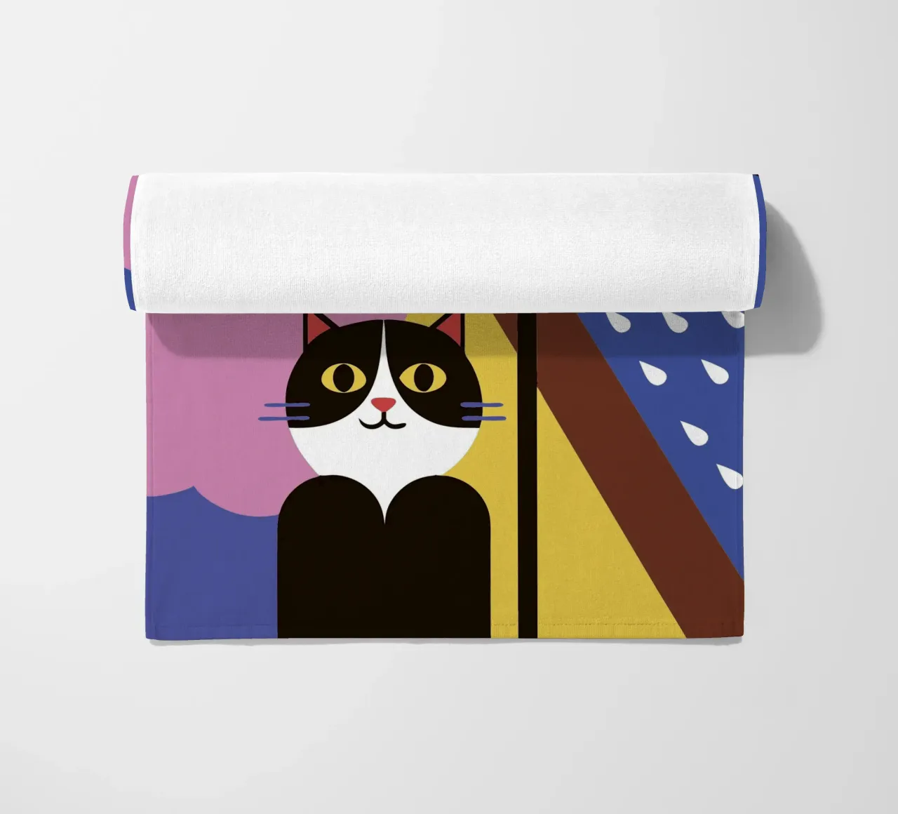 Cats Using Umbrellas When It Rains beach towel by LOOK DIFFERENT