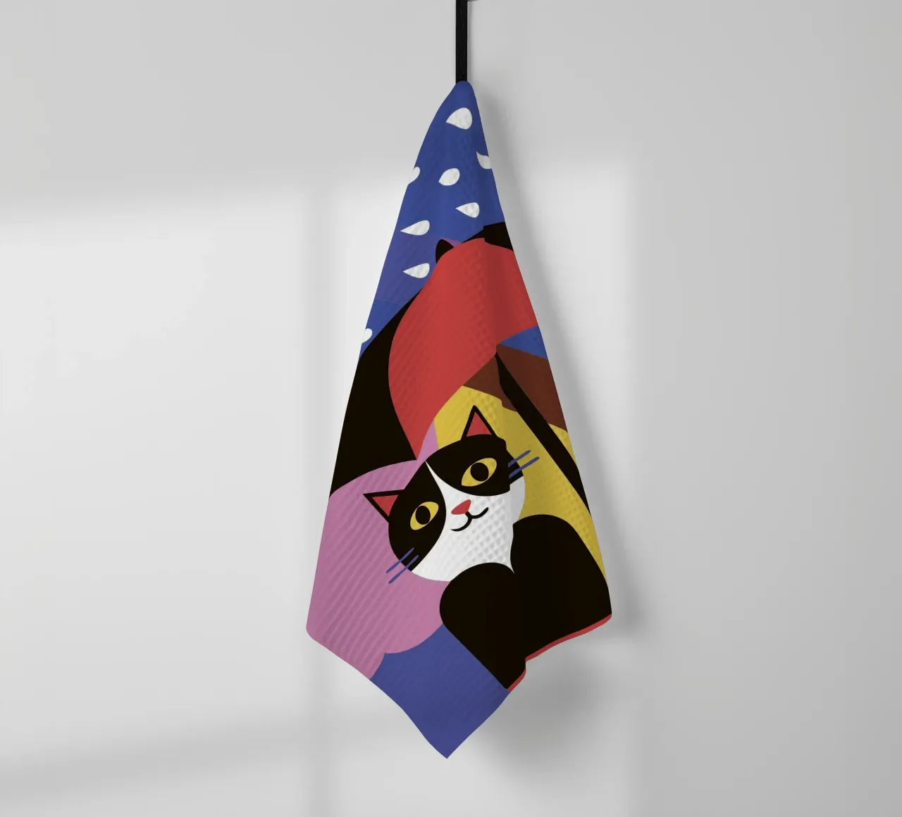 Cats Using Umbrellas When It Rains tea towel by LOOK DIFFERENT