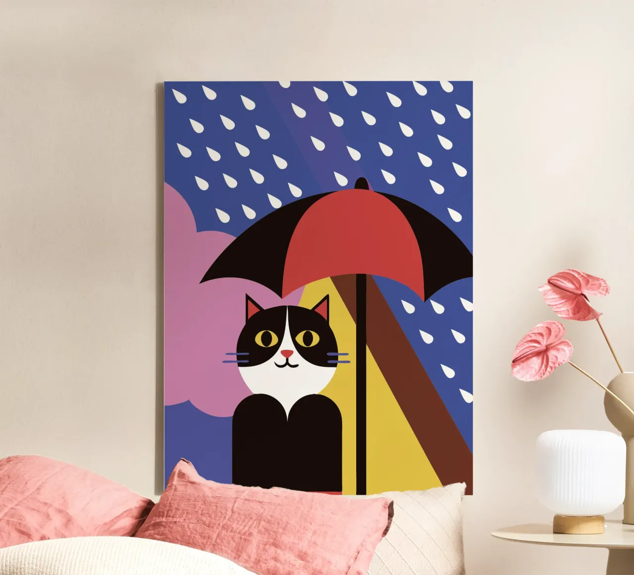 Katzen benutzen Regenschirme, wenn es regnet Leinwand von LOOK DIFFERENT