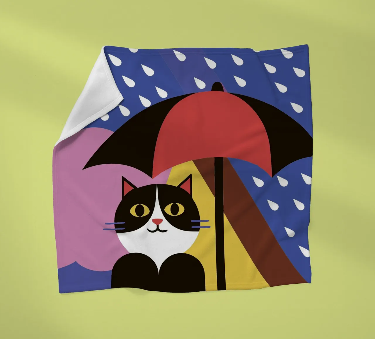 Cats Using Umbrellas When It Rains fleece blanket by LOOK DIFFERENT