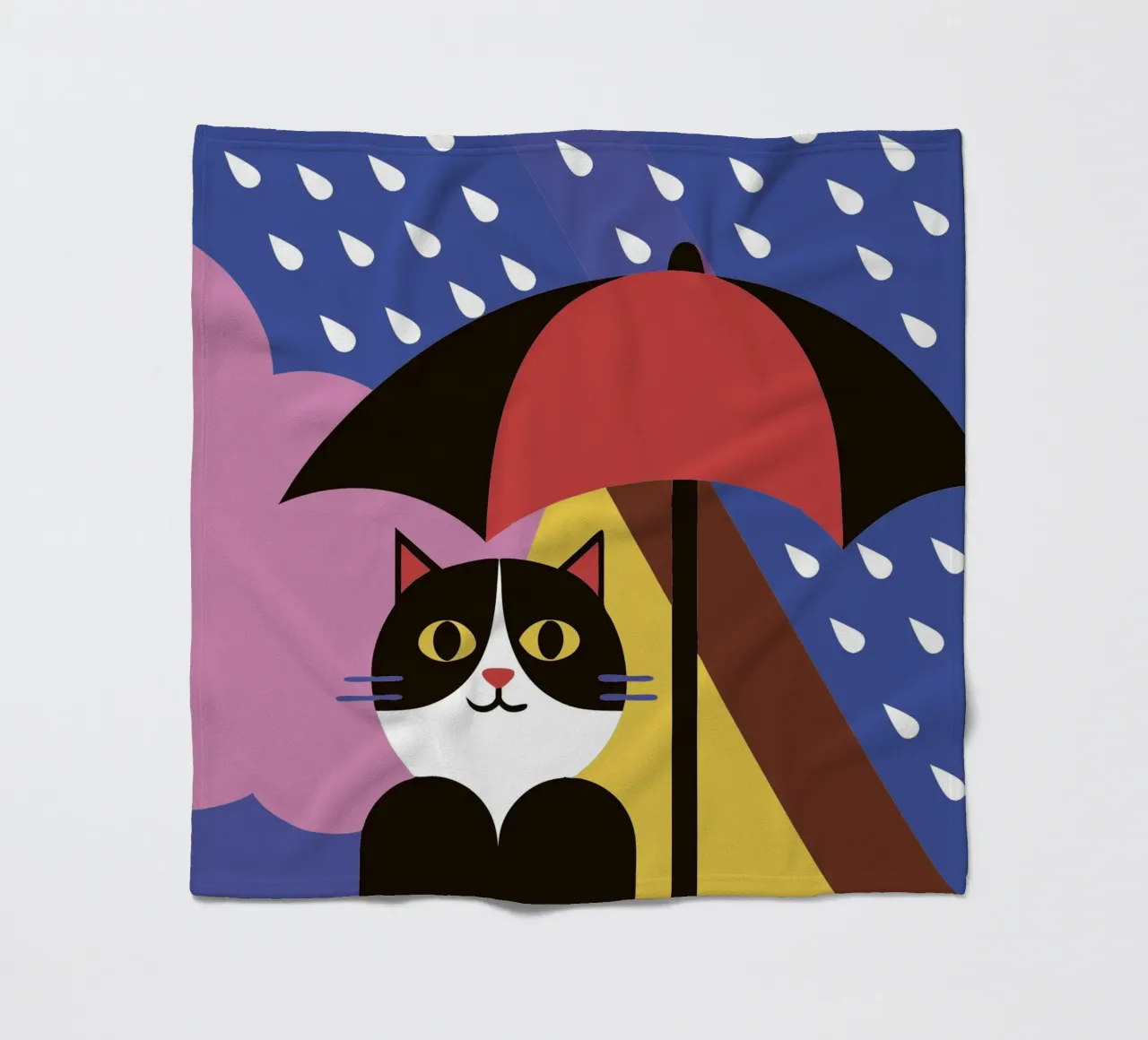 Cats Using Umbrellas When It Rains fleece blanket by LOOK DIFFERENT