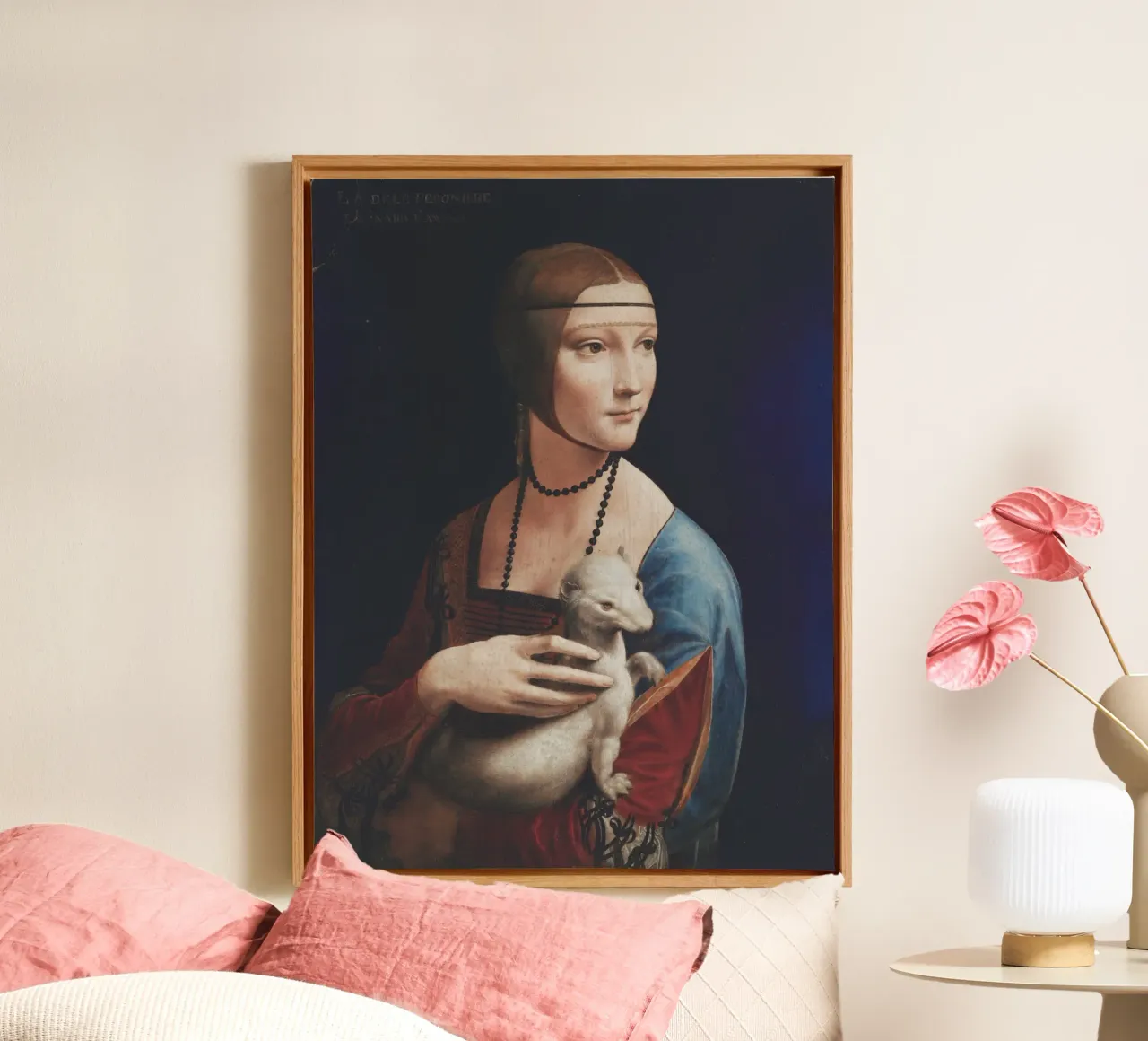 Lady with an Ermine” by Leonardo da Vinci canvas with Floater frame by Venus Art