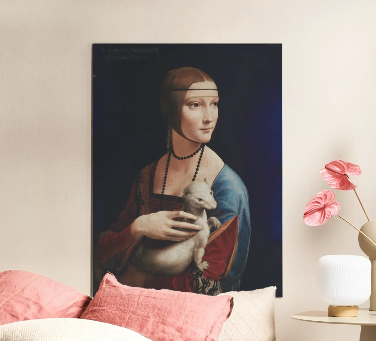 Dama con l'ermellino" di Leonardo da Vinci poster con telaio in alluminio da Venus Art