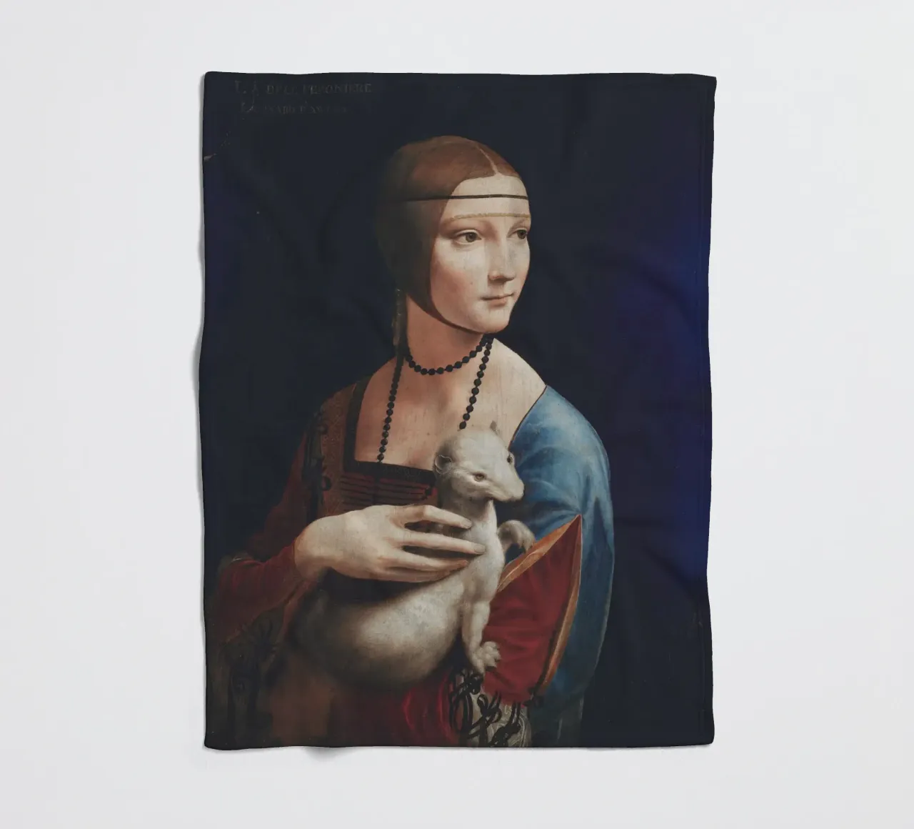 Dama con l'ermellino" di Leonardo da Vinci coperta in pile da Venus Art