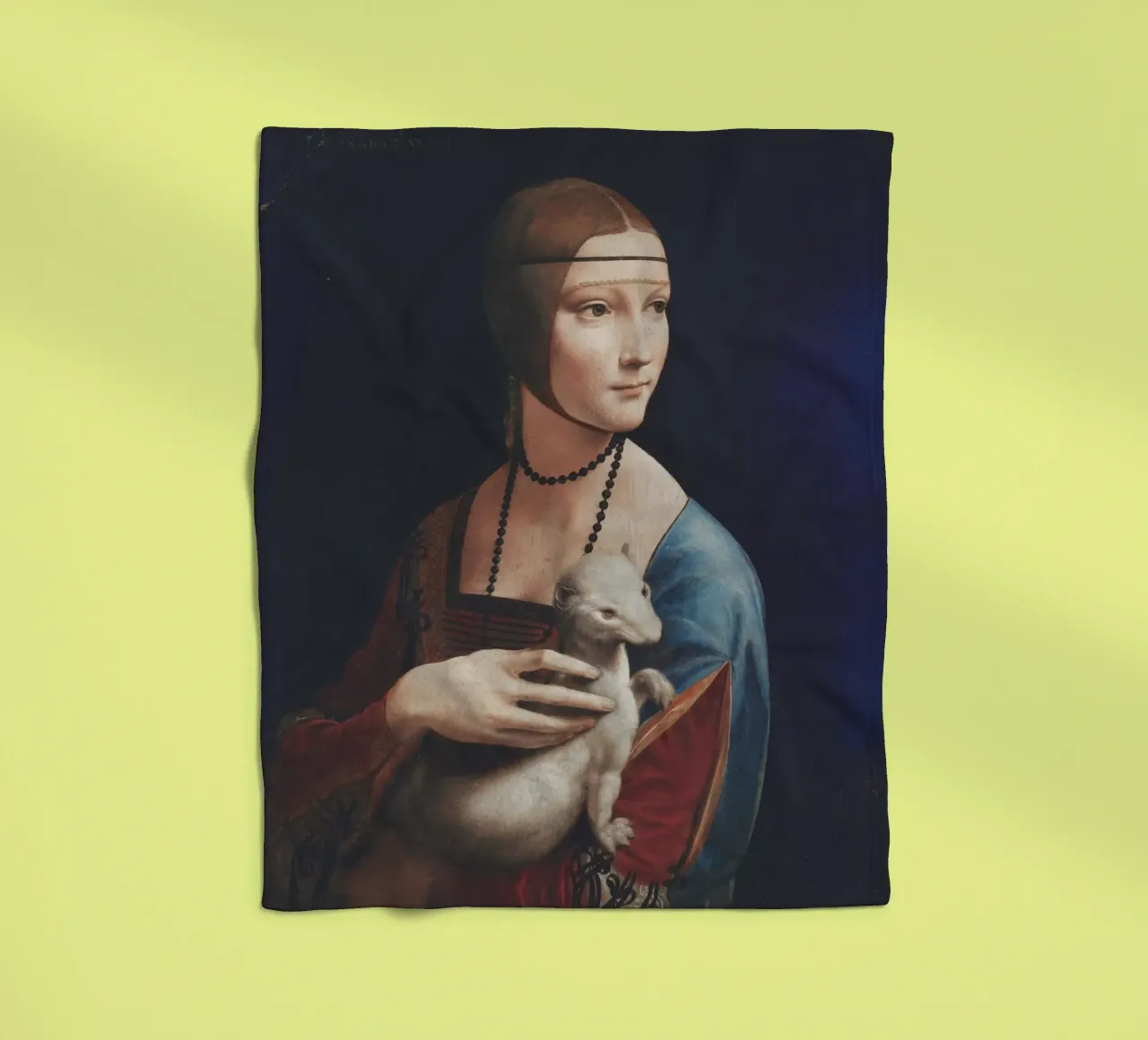 Dama con l'ermellino" di Leonardo da Vinci coperta in pile da Venus Art