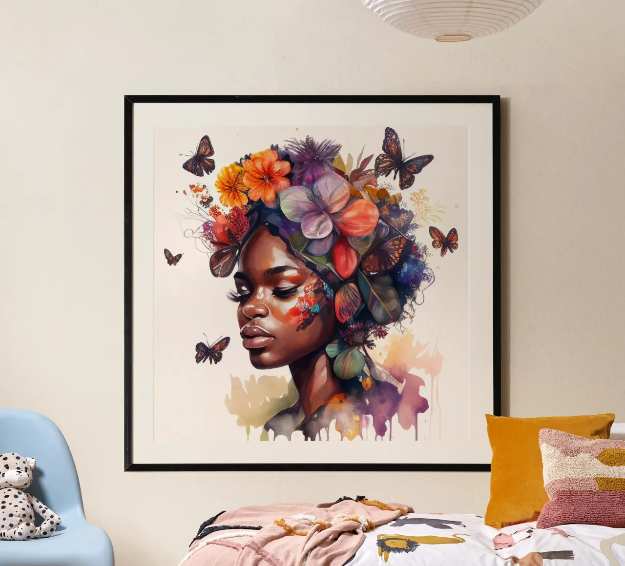 Farfalla acquerellata Donna africana carta hahnemühle da Chromatic Fusion Studio