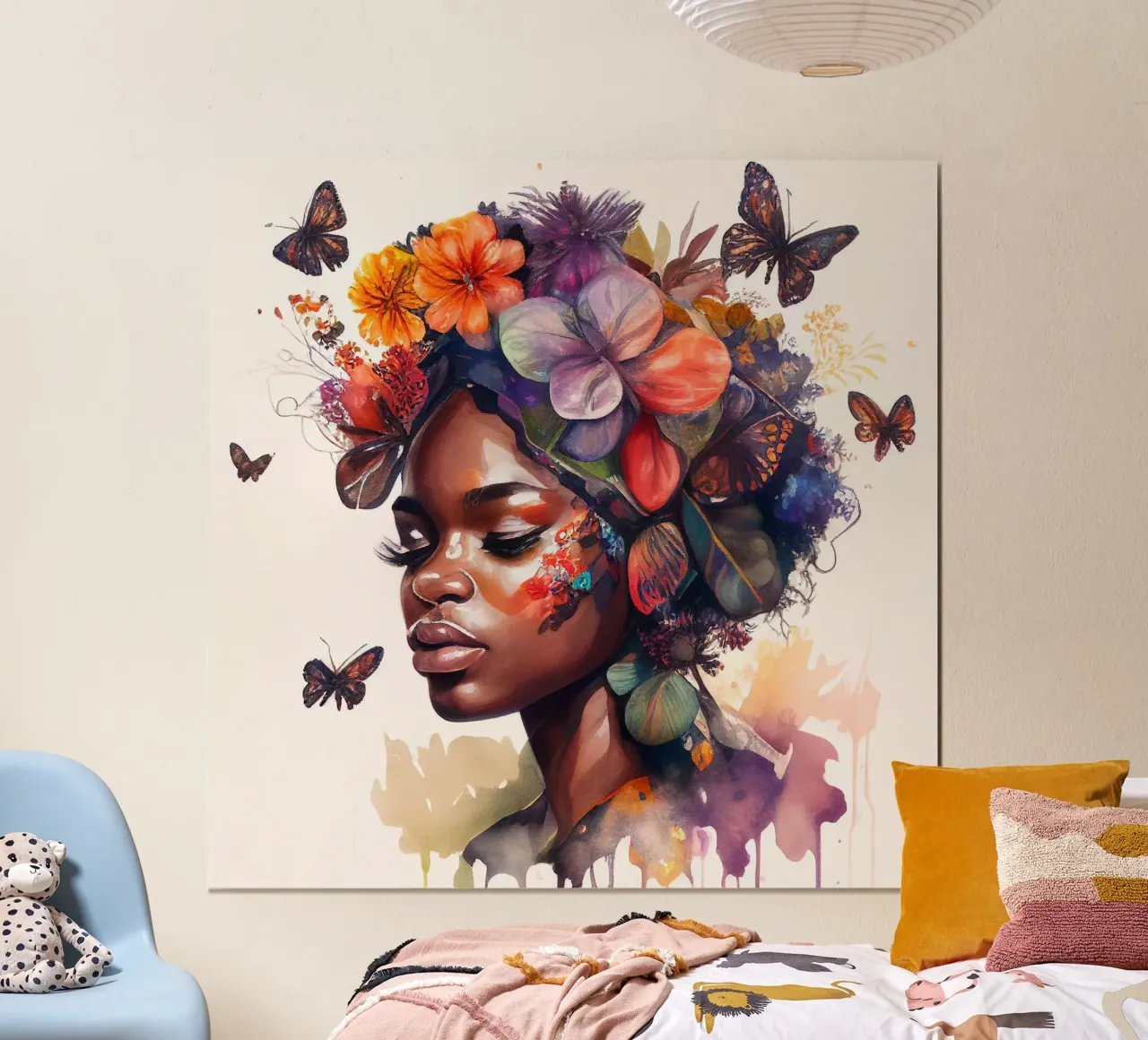 Farfalla acquerellata Donna africana carta hahnemühle da Chromatic Fusion Studio