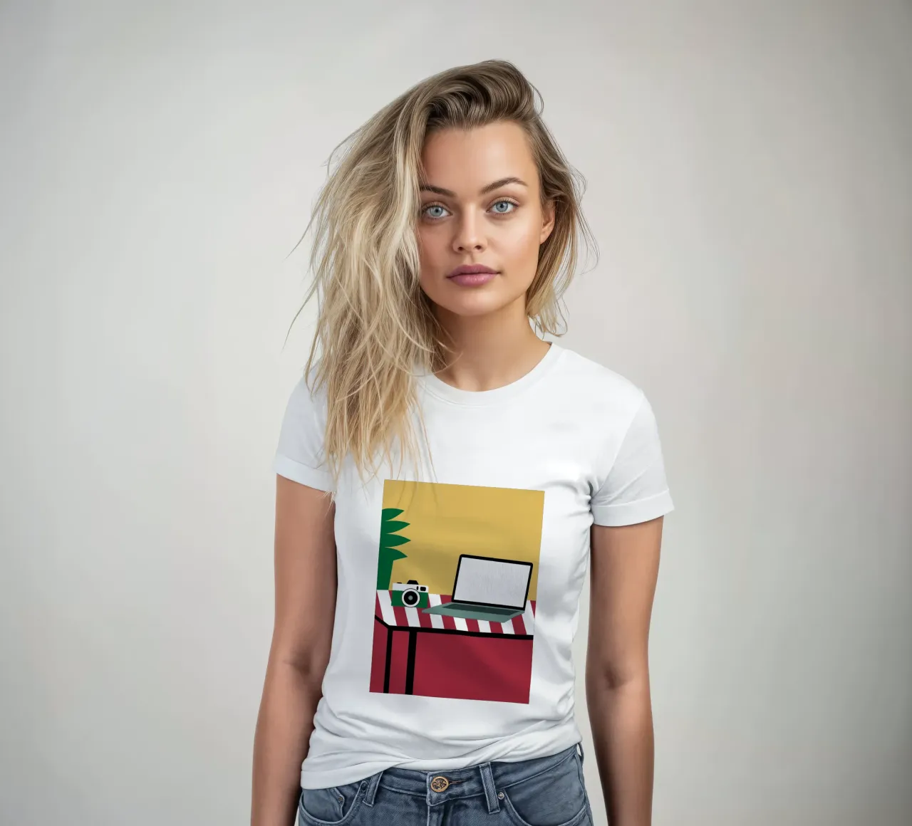 Camera and Laptop women's fitted t-shirt by LOOK DIFFERENT