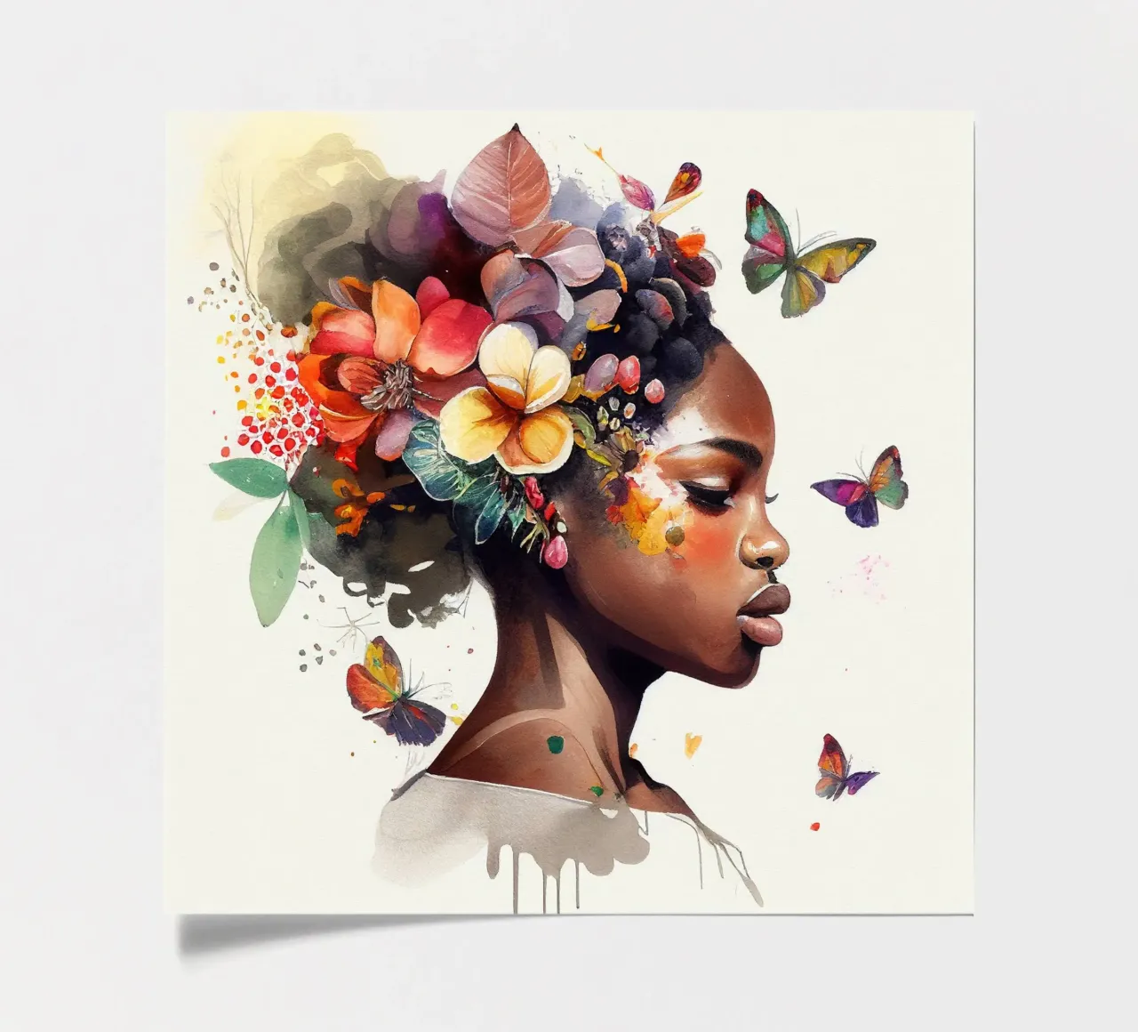 Aquarell Schmetterling Afrikanische Frau Stickerbogen von Chromatic Fusion Studio