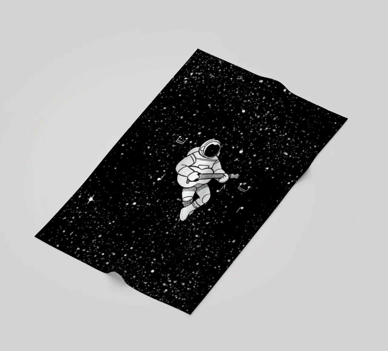 Gravity Music Guitar Astronaut beach towel by Tobe Fonseca