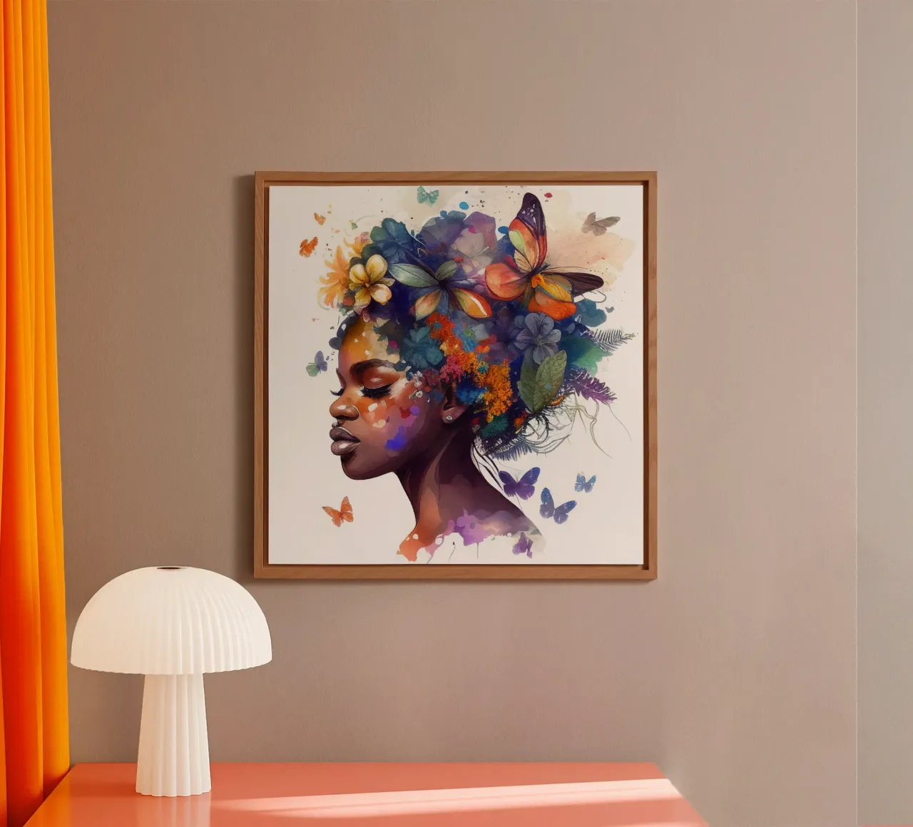 Farfalla acquerellata Donna africana alluminio dibond da Chromatic Fusion Studio