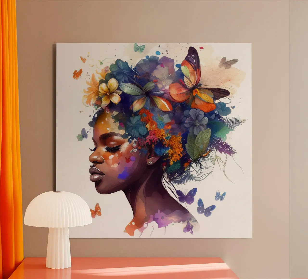 Farfalla acquerellata Donna africana alluminio dibond da Chromatic Fusion Studio