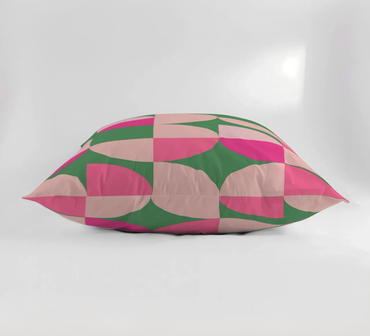 Modern Geometric Abstract Pattern in Pink and Green decorative cushion by pdigitalprints