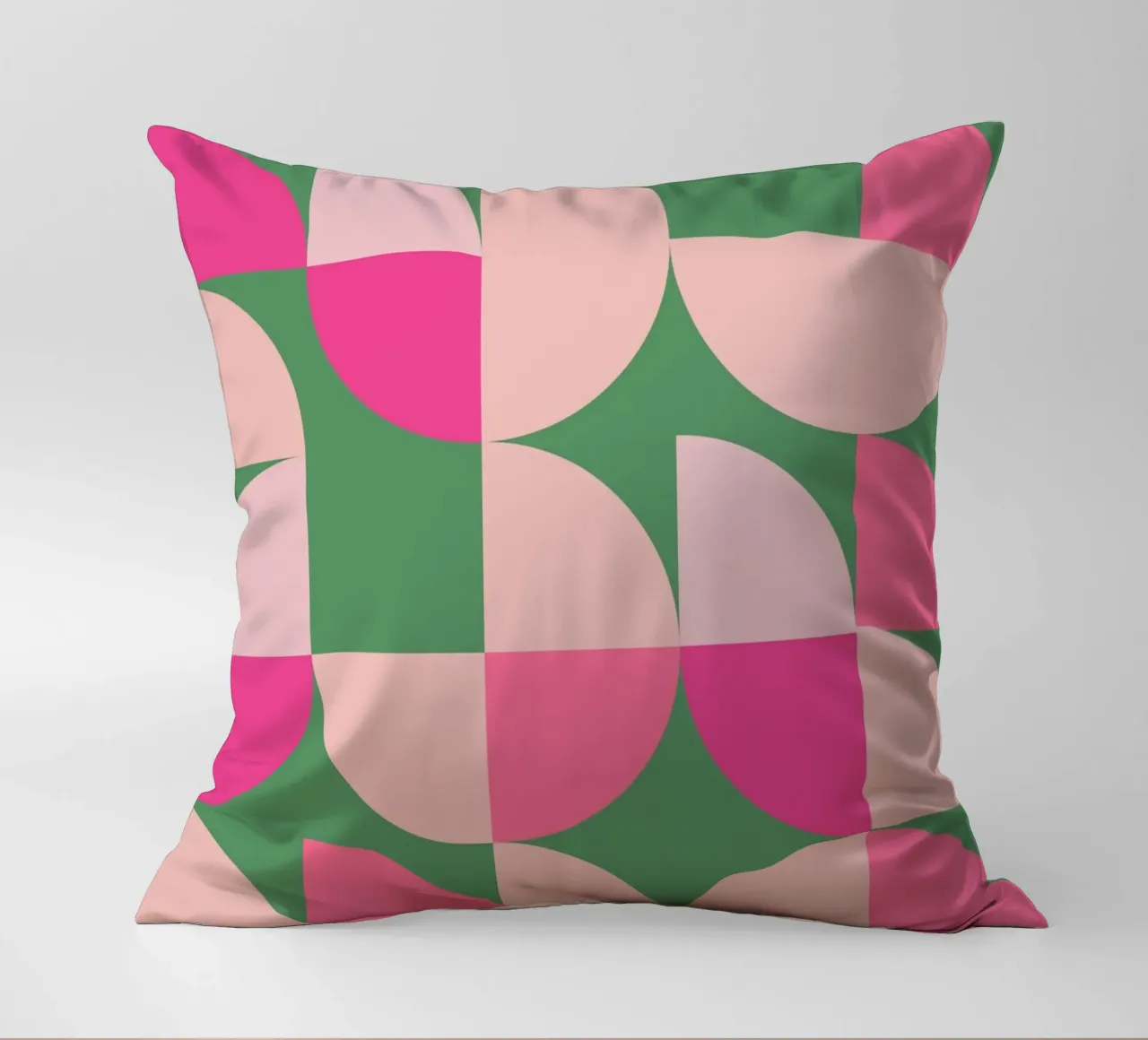 Modern Geometric Abstract Pattern in Pink and Green decorative cushion by pdigitalprints