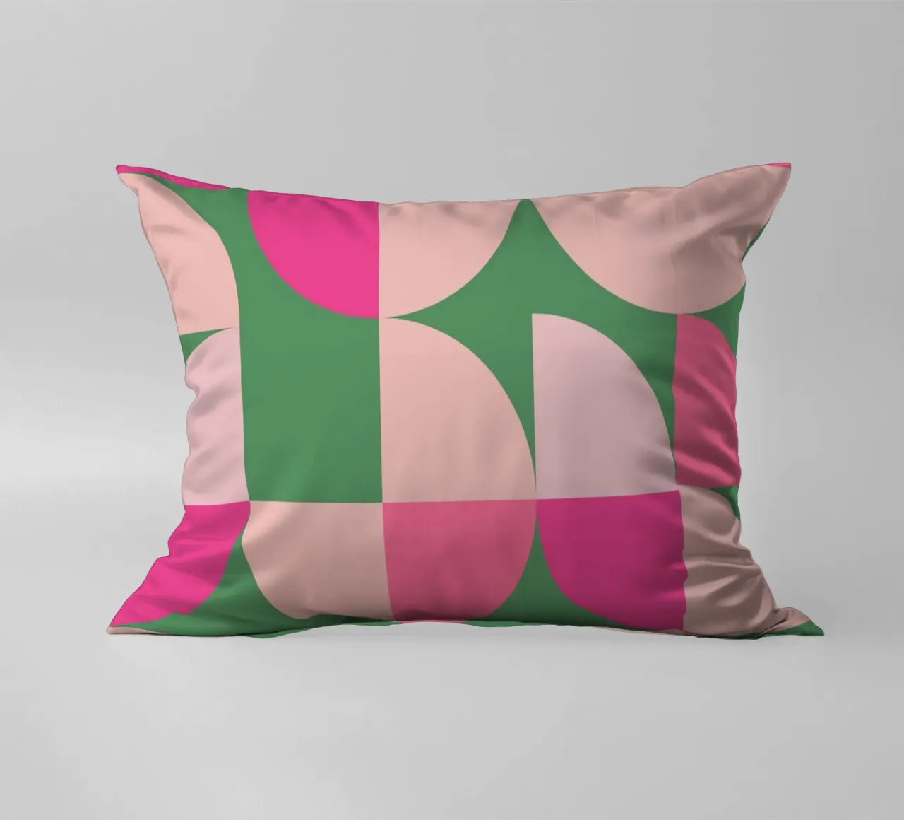 Modern Geometric Abstract Pattern in Pink and Green decorative cushion by pdigitalprints