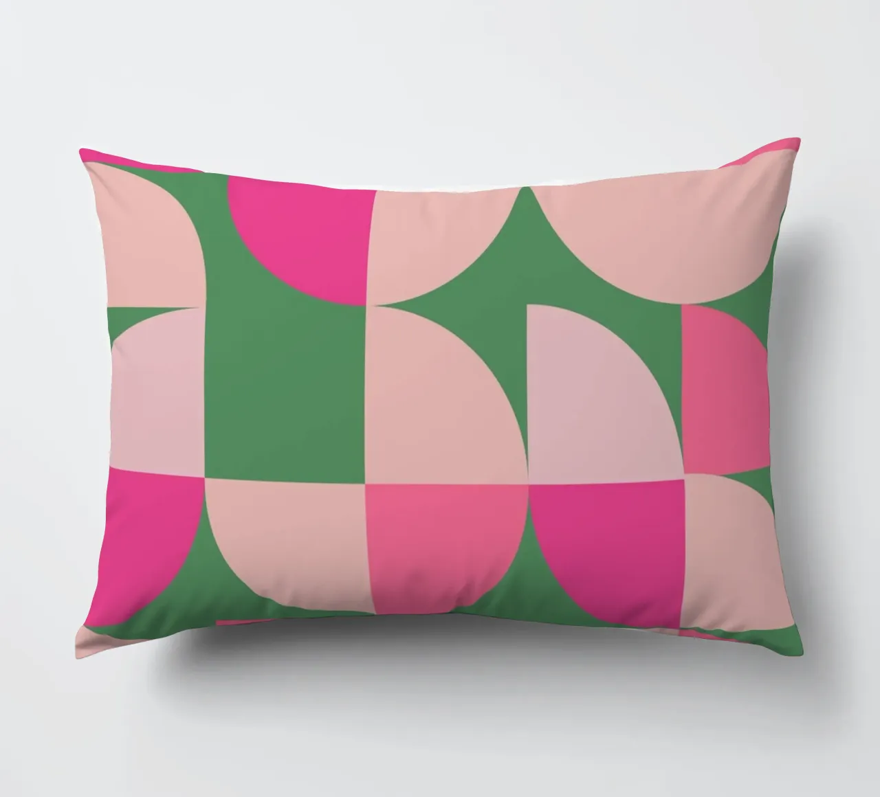 Modern Geometric Abstract Pattern in Pink and Green decorative cushion by pdigitalprints