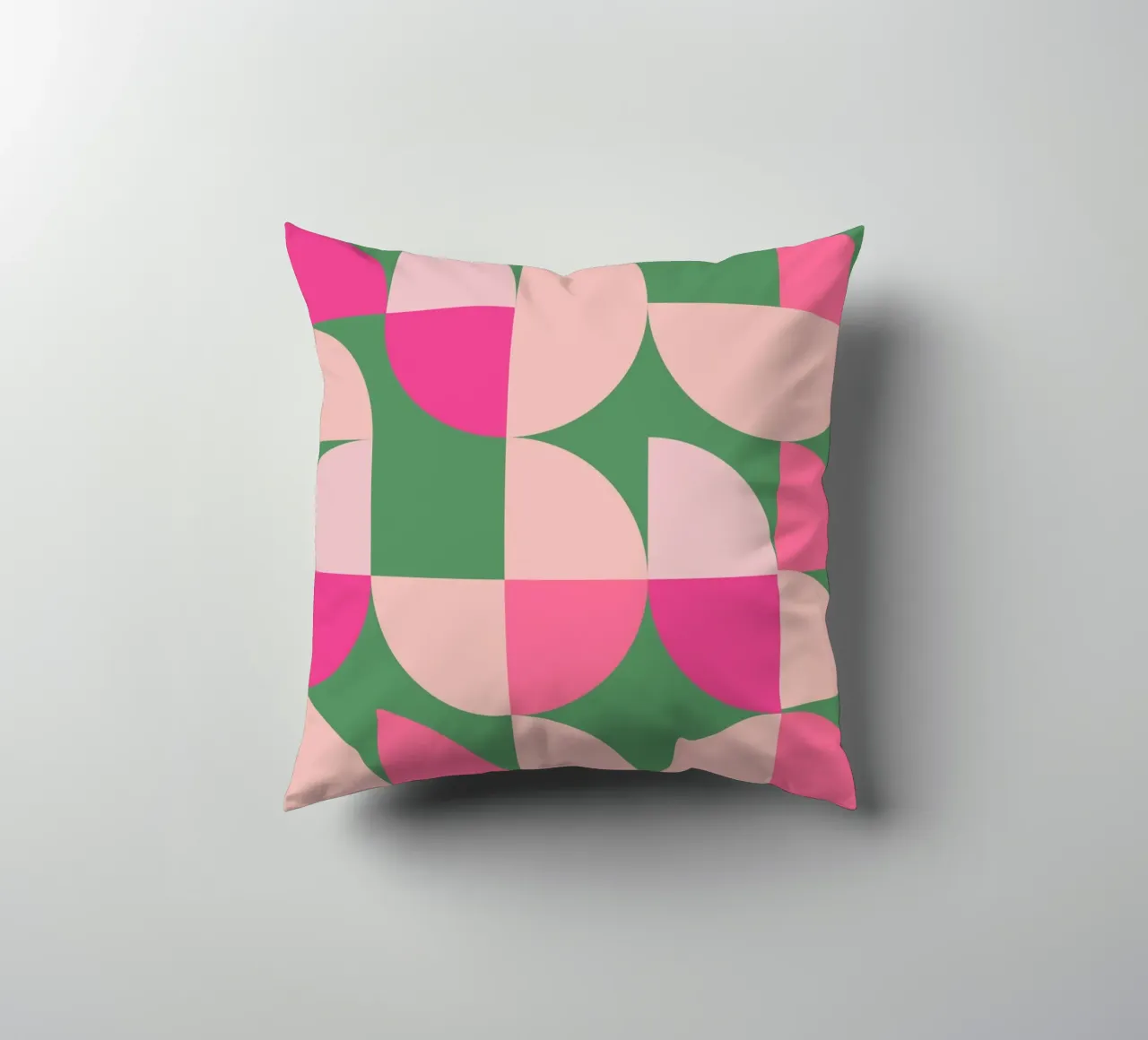 Modern Geometric Abstract Pattern in Pink and Green decorative cushion by pdigitalprints