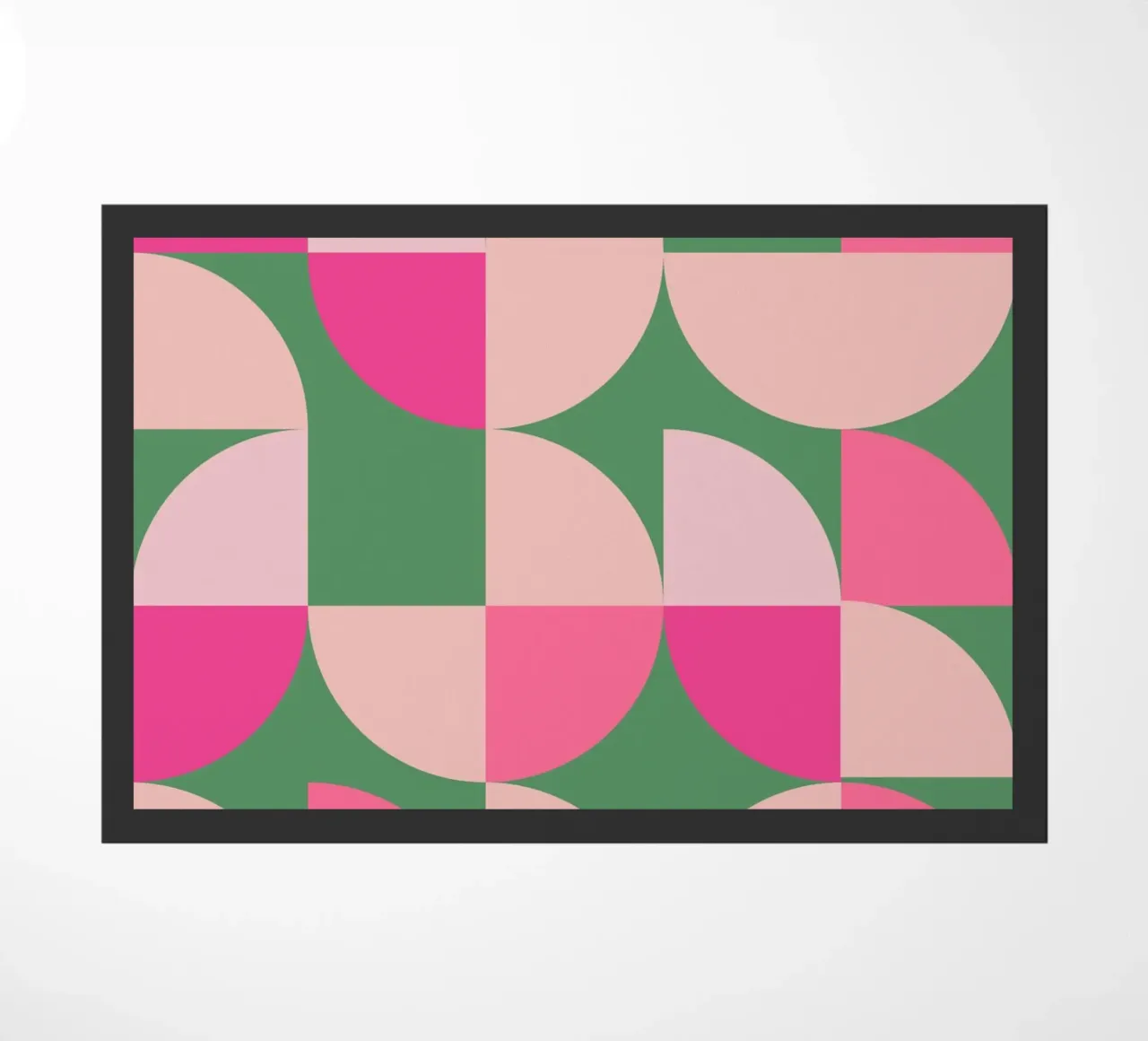 Modern Geometric Abstract Pattern in Pink and Green doormat by pdigitalprints