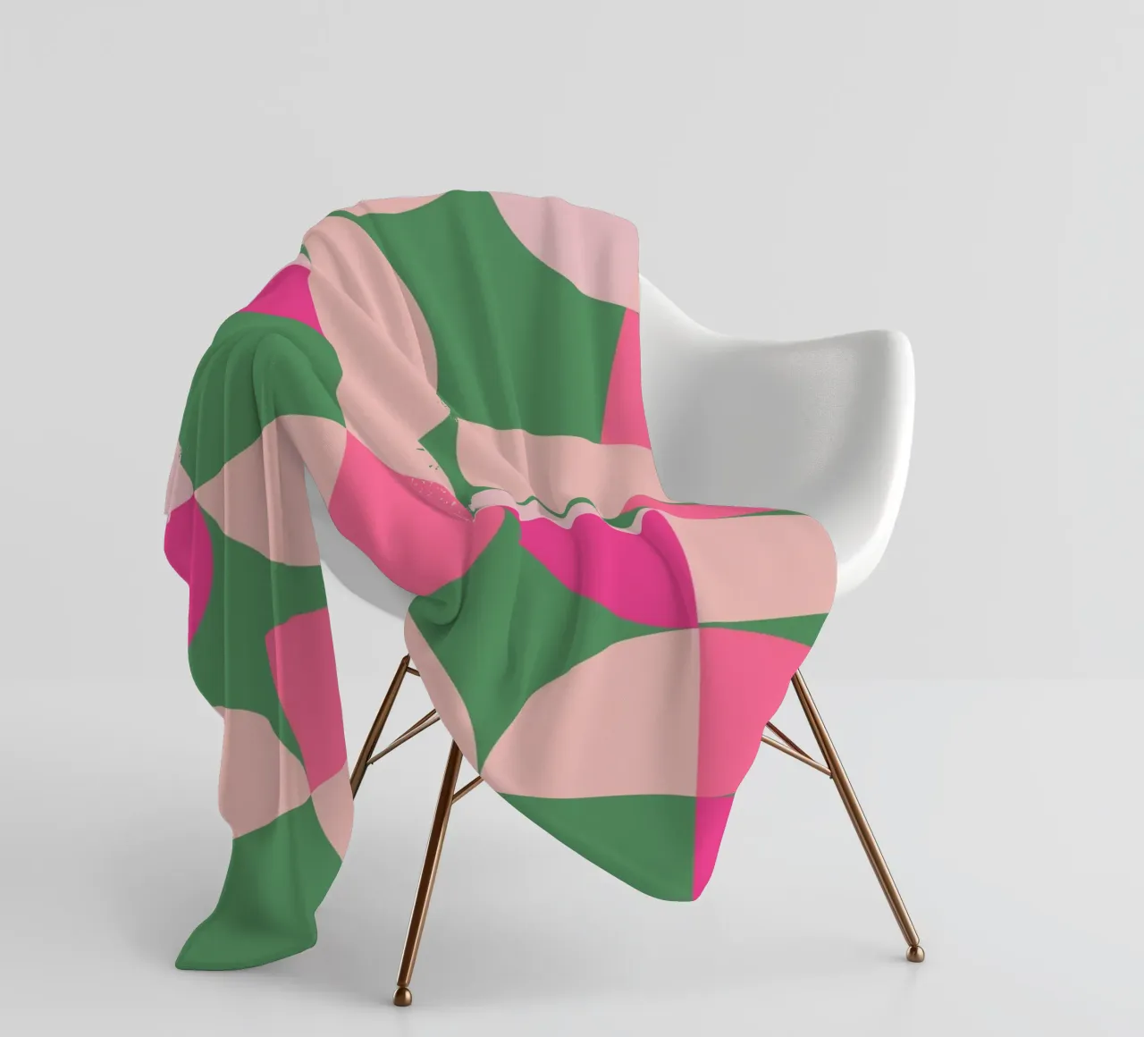 Modern Geometric Abstract Pattern in Pink and Green fleece blanket by pdigitalprints