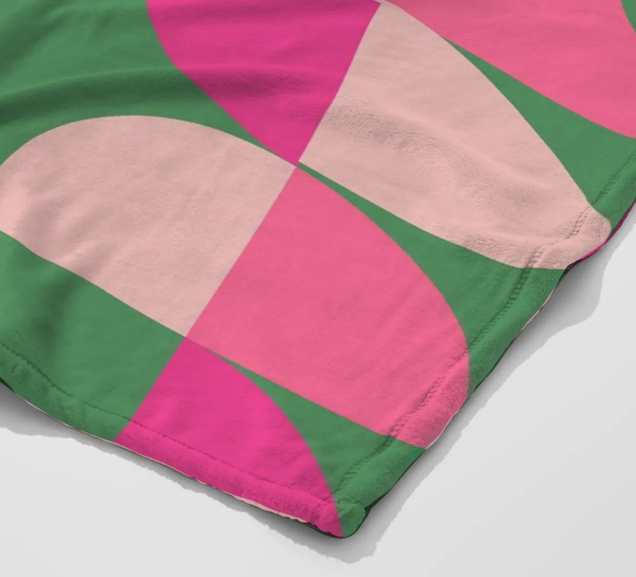 Modern Geometric Abstract Pattern in Pink and Green fleece blanket by pdigitalprints