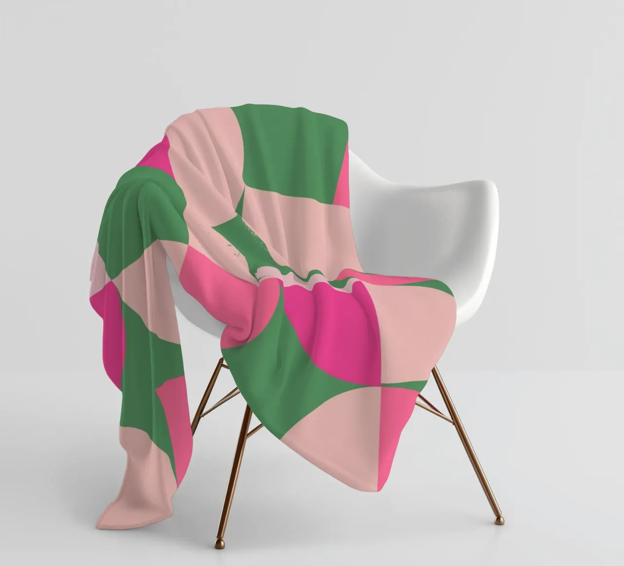 Modern Geometric Abstract Pattern in Pink and Green fleece blanket by pdigitalprints