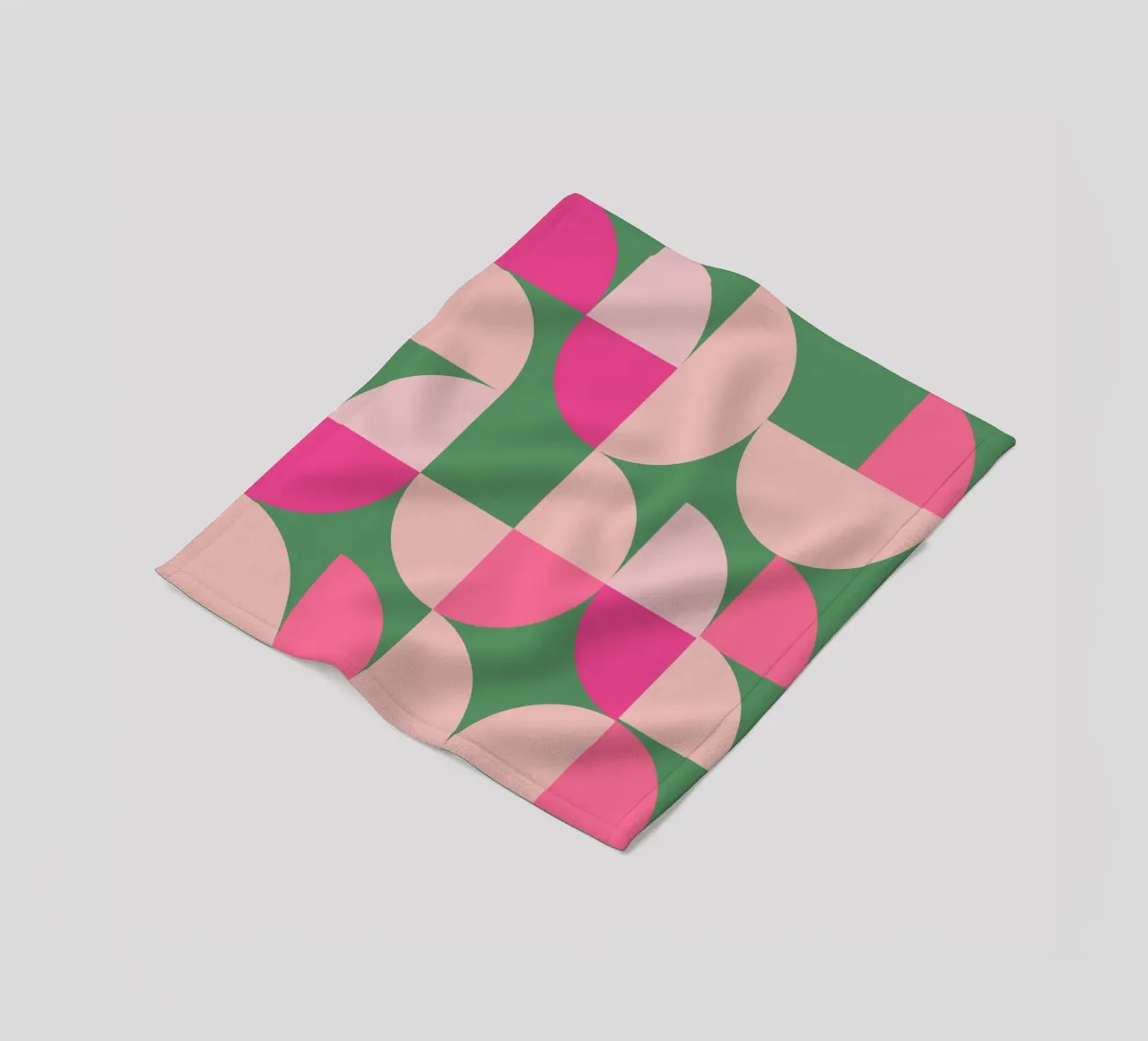 Modern Geometric Abstract Pattern in Pink and Green fleece blanket by pdigitalprints