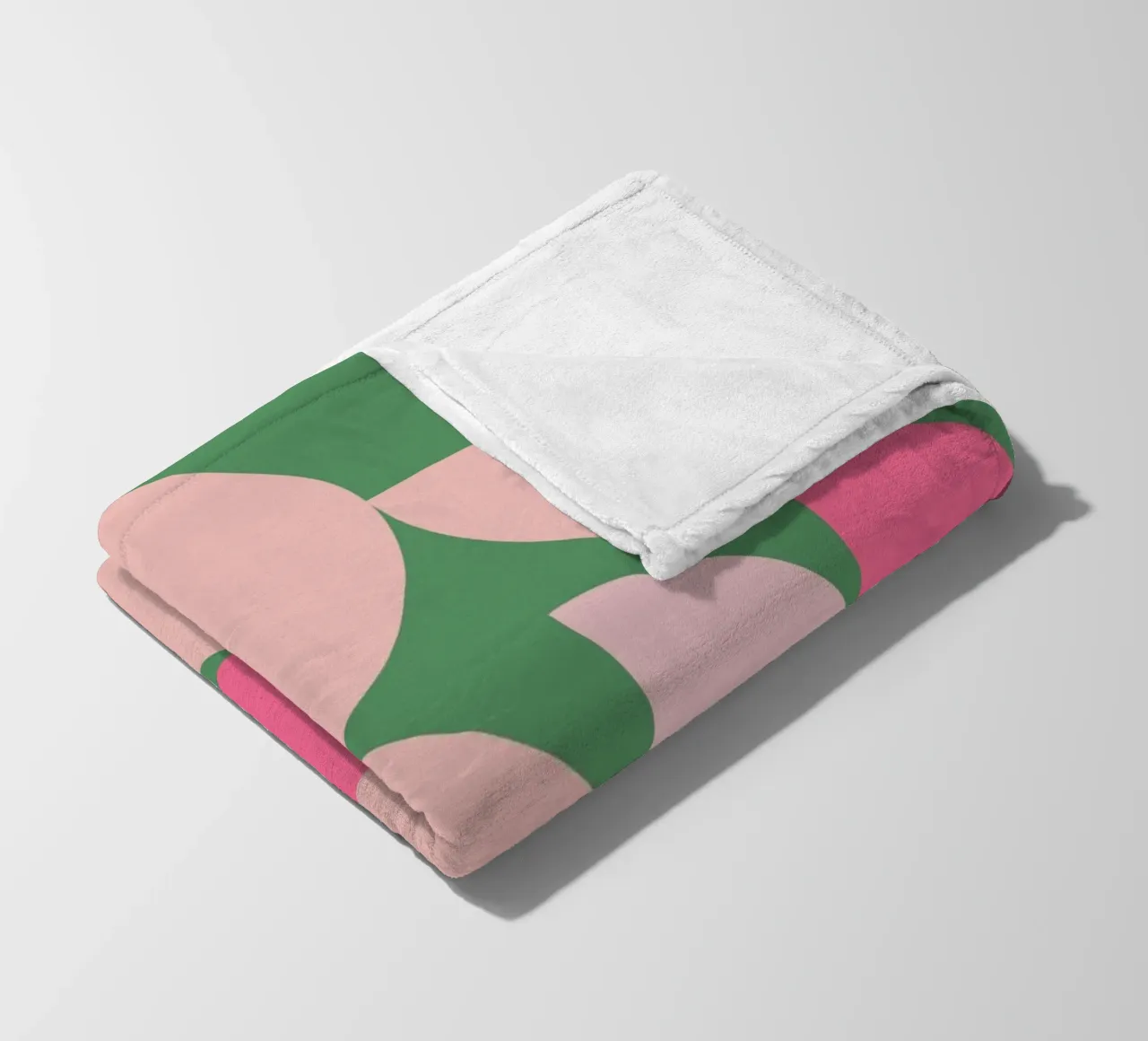 Modern Geometric Abstract Pattern in Pink and Green fleece blanket by pdigitalprints